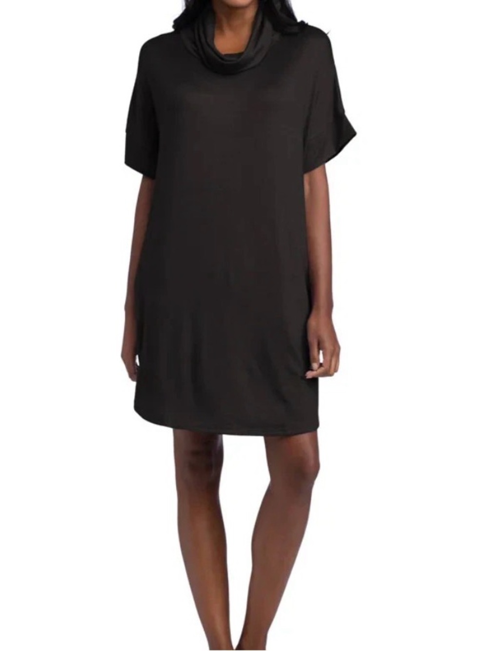 Softies Dream Cowl-Neck Lounger Short Sleeve Black Size: S/M Super Soft